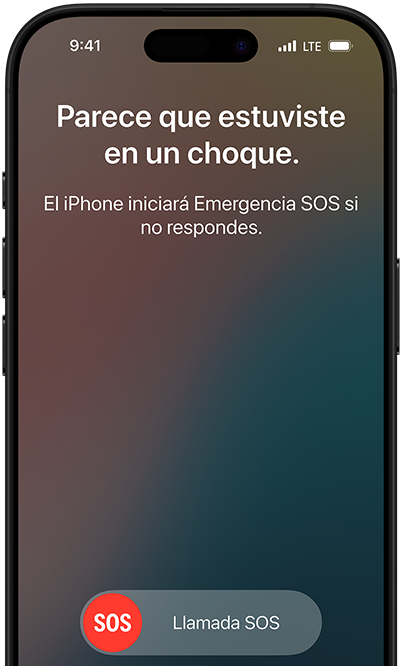 Una pantalla de iPhone muestra la interacción de Detección de Choques.