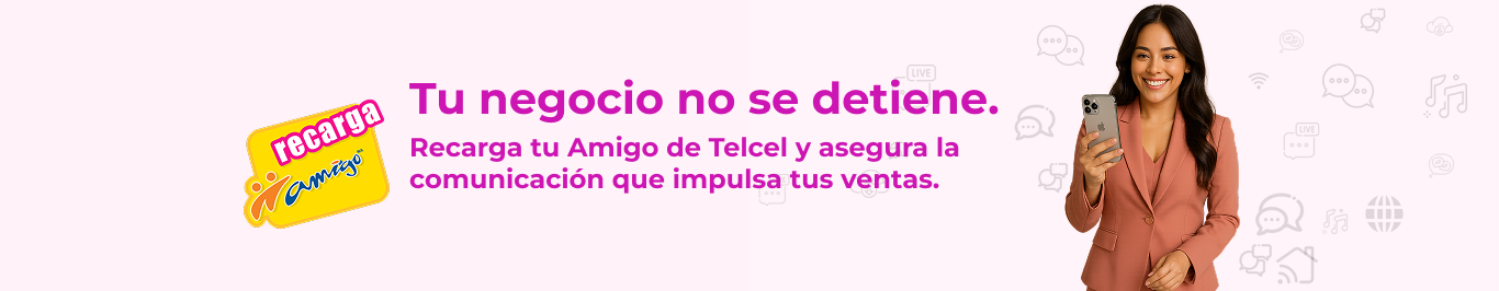 Emprendedora recargando saldo Amigo Telcel en línea